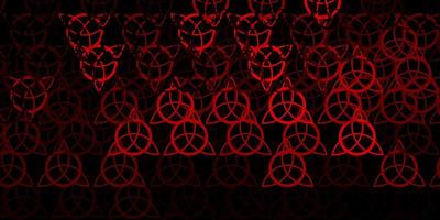 Dark Red vector background with occult symbols.