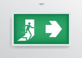 símbolo verde de la puerta de salida de emergencia contra incendios. vector. vector