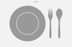 conjunto de iconos de cuchara, plato y tenedor. signo y símbolo de utensilios de cocina. vector.