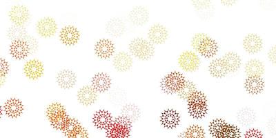 patrón de doodle de vector rojo claro, amarillo con flores.