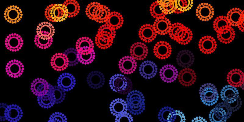Dark multicolor vector backdrop with virus symbols.