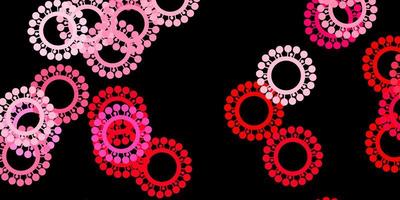 Dark pink vector backdrop with virus symbols.