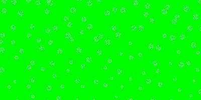 Fondo de doodle de vector azul claro, verde con flores.