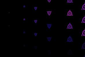 Dark Purple vector background with occult symbols.