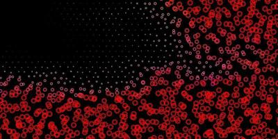 Dark red vector background with bubbles.