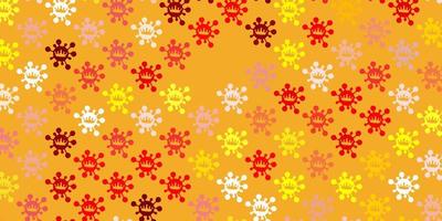 Light red, yellow vector background with covid-19 symbols