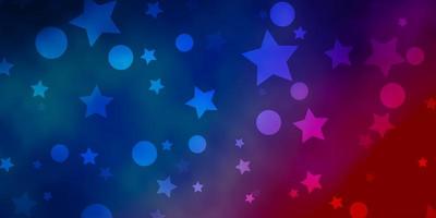 Light Blue, Red vector background with circles, stars.