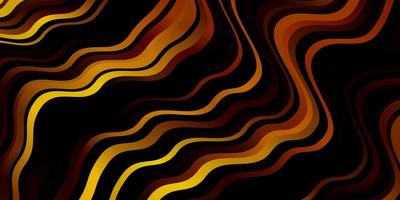 Dark Orange vector background with curved lines.