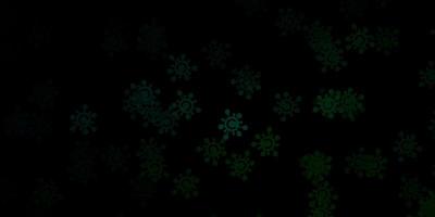 Dark green vector backdrop with virus symbols.