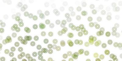 Light green vector doodle pattern with flowers.