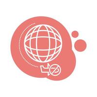 planet with denied flights block style icon vector