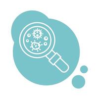 bacteria culture with magnifying glass block style icon vector