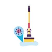 floor mop cleaning covid particle detailed style vector