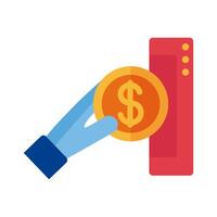 hand with coin payment flat style vector