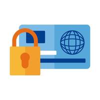 credit card and padlock payment online flat style vector