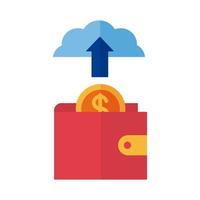 wallet with coin and cloud computing payment vector