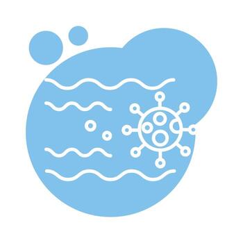 partícula de virus covid19 en estilo bloque de viento vector