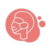 profile using face mask block style icon vector