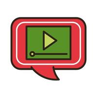 media player in speech bubble vector