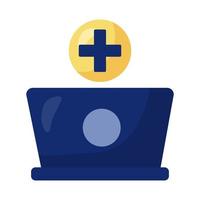 laptop with medical symbol vector