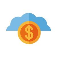 coin dollar in cloud computing payment online flat style vector