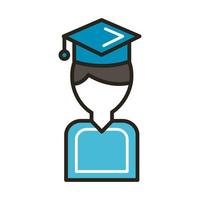 graduating student line and fill style vector