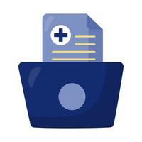 laptop with medical documents icon vector