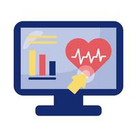 desktop with cardio health data vector