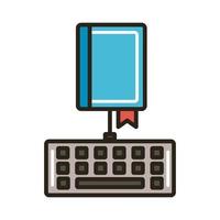 electronic book with keyboard vector