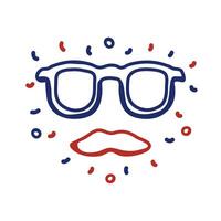 gafas y bigote estilo de línea hipster vector