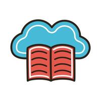 electronic book with cloud computing education vector