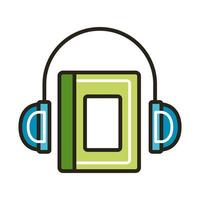 electronic book with headphones vector