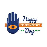 Independence day India celebration with hamsa flat style icon vector illustration design