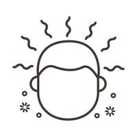 person with headache covid19 symptom line style icon vector