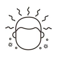 person with headache covid19 symptom line style icon vector