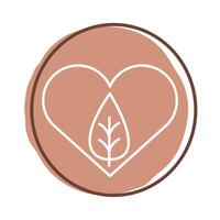 heart with leaf plant block style vector