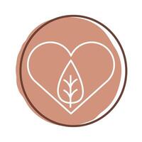 heart with leaf plant block style vector