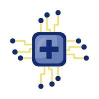 medical cross symbol in computer processor vector