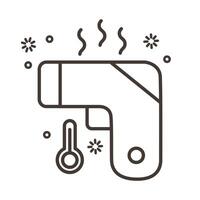 thermometer laser with covid19 particles line style vector