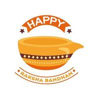 Happy Raksha Bandhan Celebration With Ceramic Jar Flat Style vector