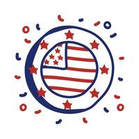 Bandera de Estados Unidos, diseño de ilustraciones vectoriales de estilo de línea de bastidor circular vector