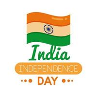 Independence day India celebration with flag flat style icon vector illustration design