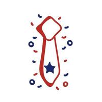 necktie star USA for 4th of July line style vector illustration design