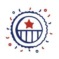 Bandera de Estados Unidos, diseño de ilustraciones vectoriales de estilo de línea de bastidor circular vector