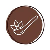 spoon with leafs plant organic block style vector