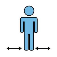 human figure with arrows for social distance vector