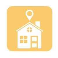 house with pin location line style vector