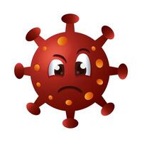 covid19 particle sad emoticon character vector