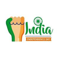 Independence Day India Celebration With Painted Fist Flat Style Icon vector