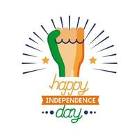 celebración del día de la independencia india con icono de estilo plano de puño pintado vector